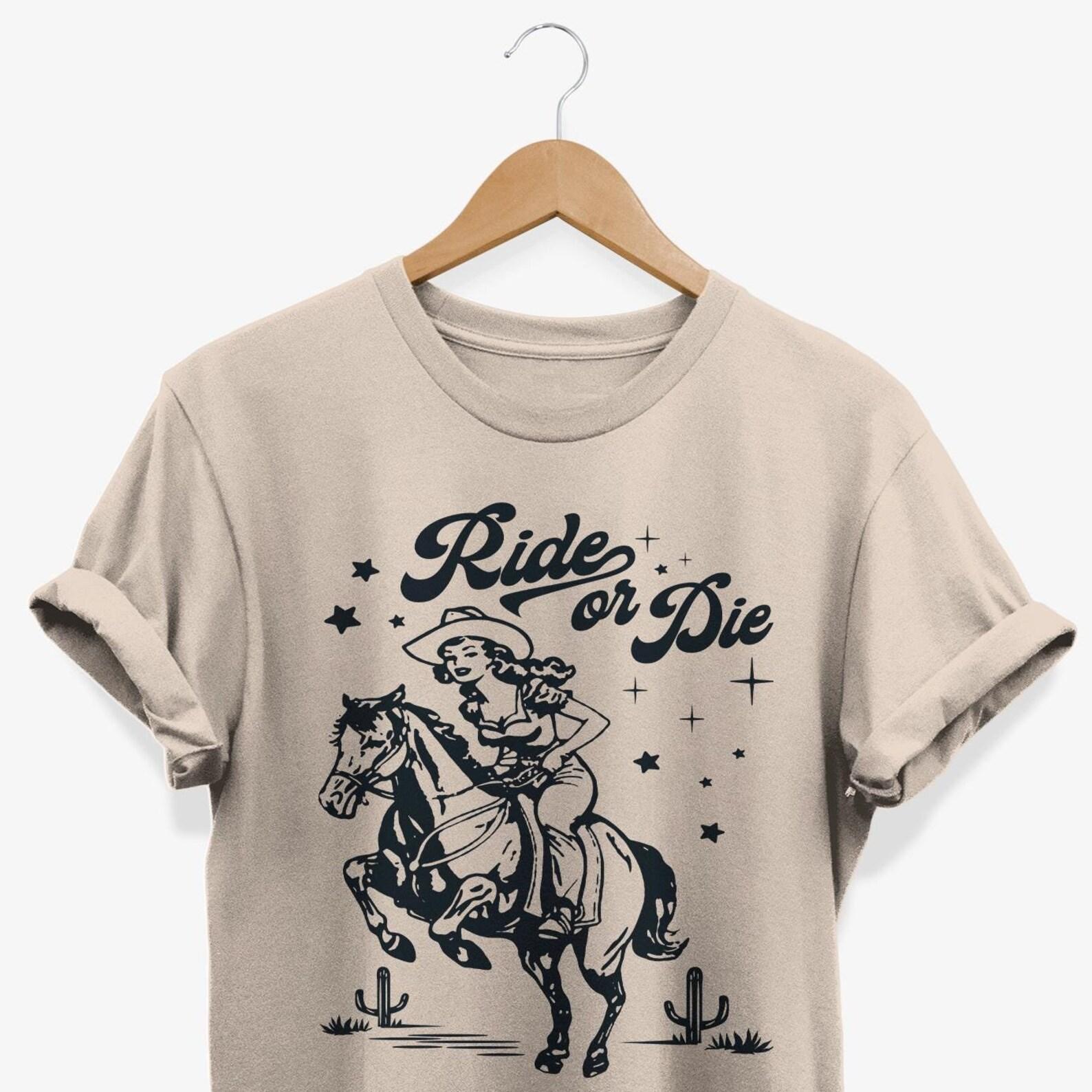 Ride or Die Cowgirl T-shirt: Vintage Rodeo Graphic Tee S