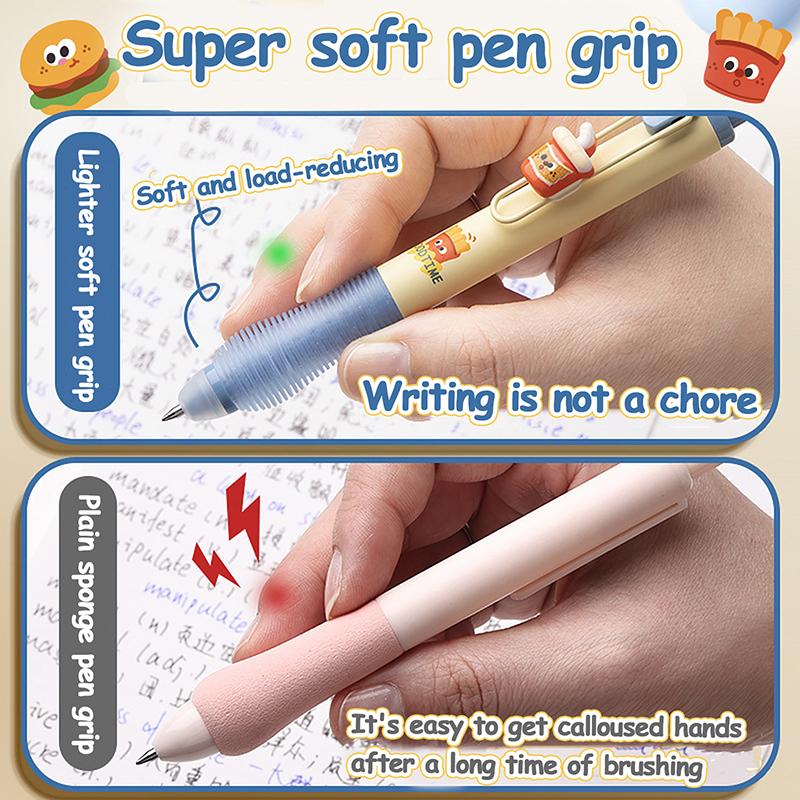 4Pcs/Box Cartoon Erasable Press Gel Pen Quick Drying Neutral Pen 0.5Mm Ballpoint Pen Student Writing Tool Cute Stationery Gift