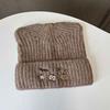 Autumn and winter cute embroidered apple knitted hat student thickened warm ear protection pullover hat women's versatile wool hat
