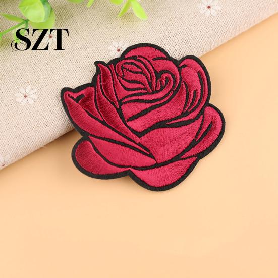 Aufnäher Kleideraufnäher Rose Aufbügler Stoffblume Abzeichen Zubehör für Kleidung Applikation