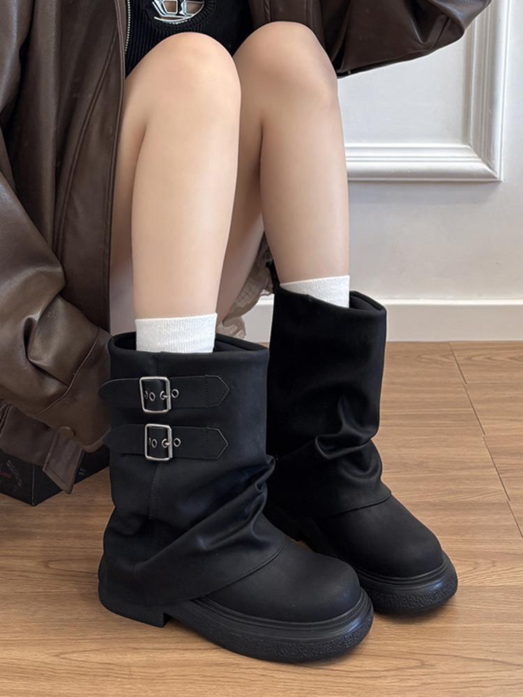 Martin Boots Women s British Pile Boots Pants Tube Boots Platform Boots 35