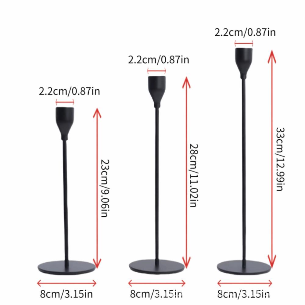 

3Pcs/Set Metal Candle Holders Easy To Use Elegant Candlestick Holders Vintage Taper Candle Holders Wedding Decor чорний