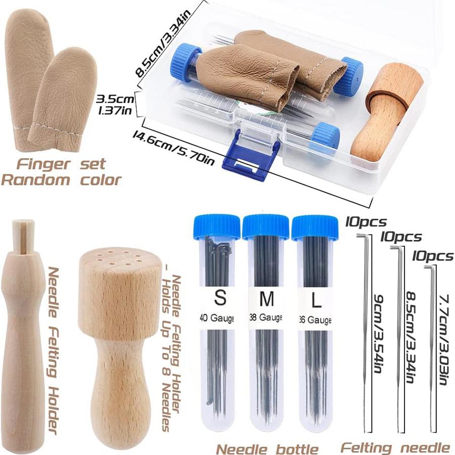 Wool Felting Needles Kit Wood Handle Felting Needles Pack Wool Felt DIY Craft Tool For Handmade Doll Making Tools Set