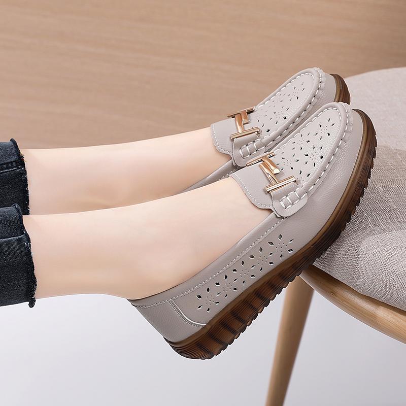 Women Moccasins Penny Loafers Casual White Nurse Footwear Summer Hole Driving Walking Shoes Plus Size