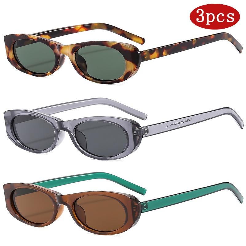 

3pcs Trendy Small Frame Square Women Sunglasses Cat Eye Design Retro Men Sunglass Outdoor Travel Party UV Shades Glasses Unisex