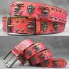 Original Punk Belt Men Women Skull Rivet Snake PU Leather Needle Buckle 105-125cm