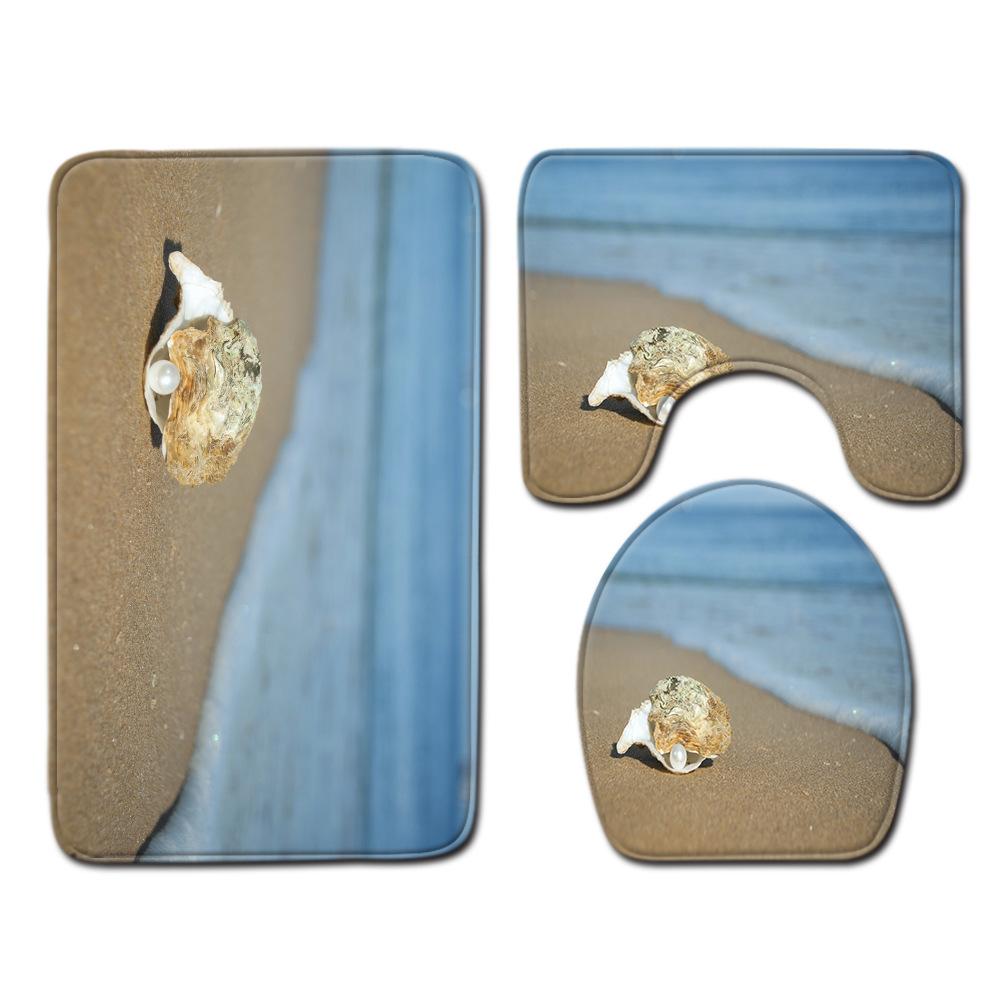 Shell Bathroom Floor Mat Toilet Three-Piece Set