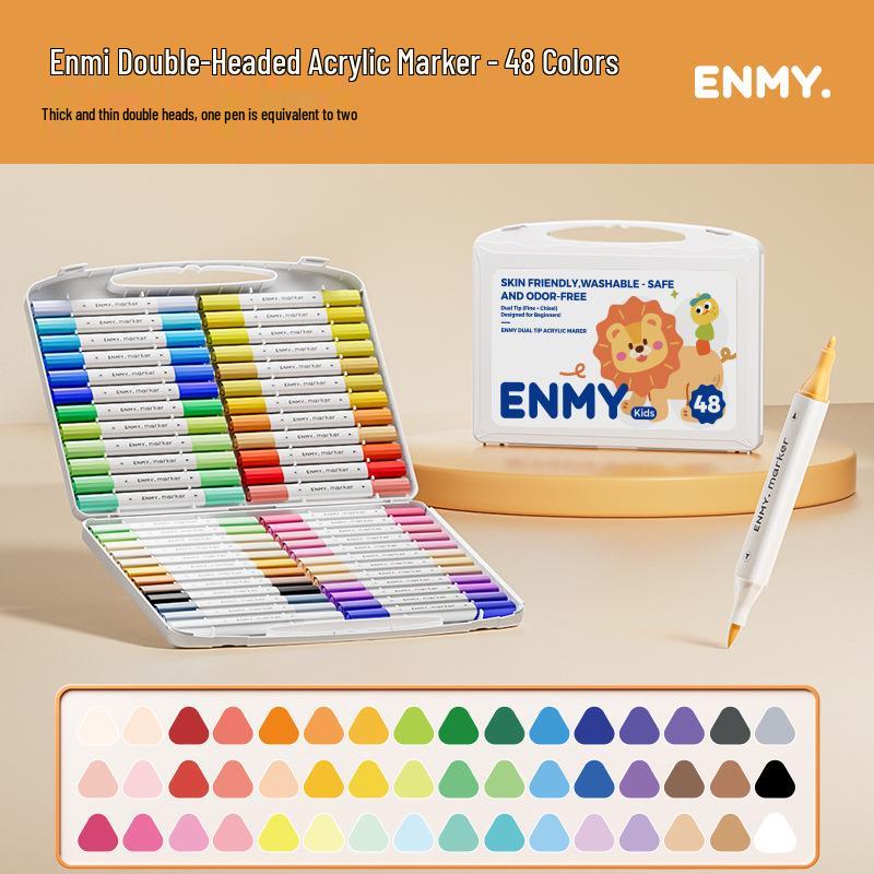 ENMY Double-Headed Acrylic Marker for Kids - Large Capacity, Colorful, English Label.