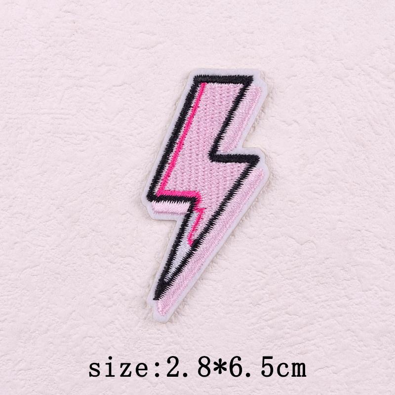 Pink Cartoon Embroidery Patch Iron On Patches For Clothing Flower Letters Patches On Clothes Sewing Fusible Patch Applique Decor