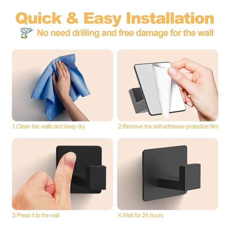4 Stück Selbstklebende Wandhaken zum Aufhängen von Schlüsseln Kleiderbügel Tür Bademantelhaken Garderobe Handtuchhalter Badezimmerzubehör