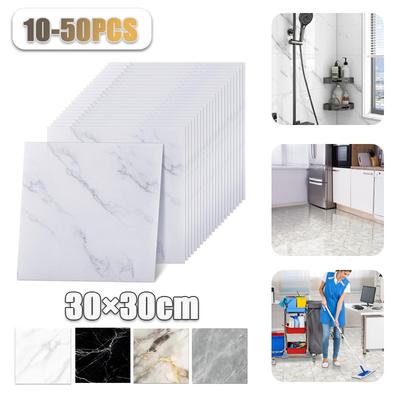10-50PCS Thickened Self-adhesive Decor Wall Sticker Marble Tile Floor Sticker PVC Waterproof Toilet Kitchen Wall Sticker Bedroom