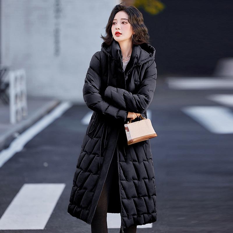 2025 Cotton Clothes, Cotton Clothes, Women's Over the Knee Long Winter New Thickened Jacket, Fashionable Temperament, Slim and Slim Cold Clothing