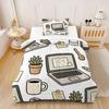 Office Plant Laptop Digital Print Comforter Set Quilt Bedding Set With Pillowcase Minimalist Worker Guest Bedroom Decor