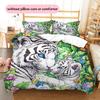 Two Tigers  Pattern Bedding Quilt Set  Home Decoration  Gift (1 * duvet cover + 2 * pillowcase, without core)
