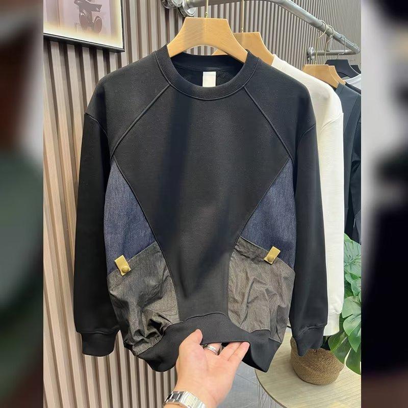 Marka Jesień Zima Torba Interposer Męska Bluza z Długim Rękawem Okrągły Dekolt Koszulka Bazowa Styl Koreański Wszechstronny Przystojny Top