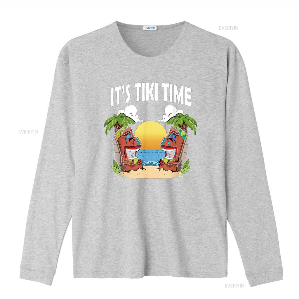Tiki T Shirt Men Head It s Time Hawaiian Luau Women vintage Washed Unisex Breathable Stretched Slightly graphic Casual