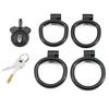 Positive Mini Flat Short Cock Ring Chastity Cage Device with 4 Ring for Male