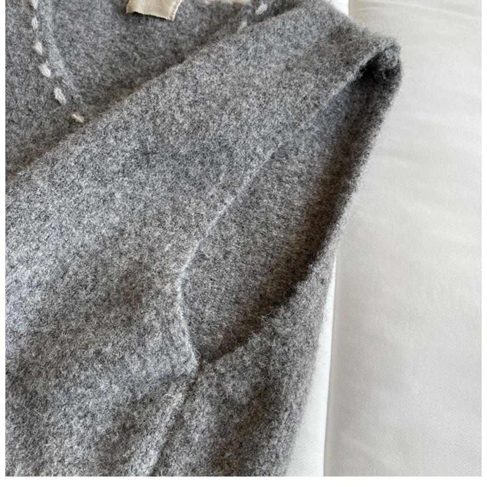 DIMANAF 2025 Svetry Plus Size Jednobarevná vesta Podzim Knoflíky Dámské Vyšívaný potisk O-výstřih Svetry Pletený svetr