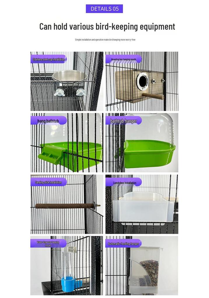Luxury Multi-Bird Iron Cage: Elegant Medium-Large Bird Villa for Parrots