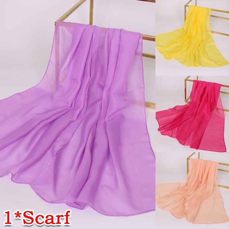 

Весенне-летний однотонный шифоновый маленький шелковый шарф, тонкие шарфы, женский шарф