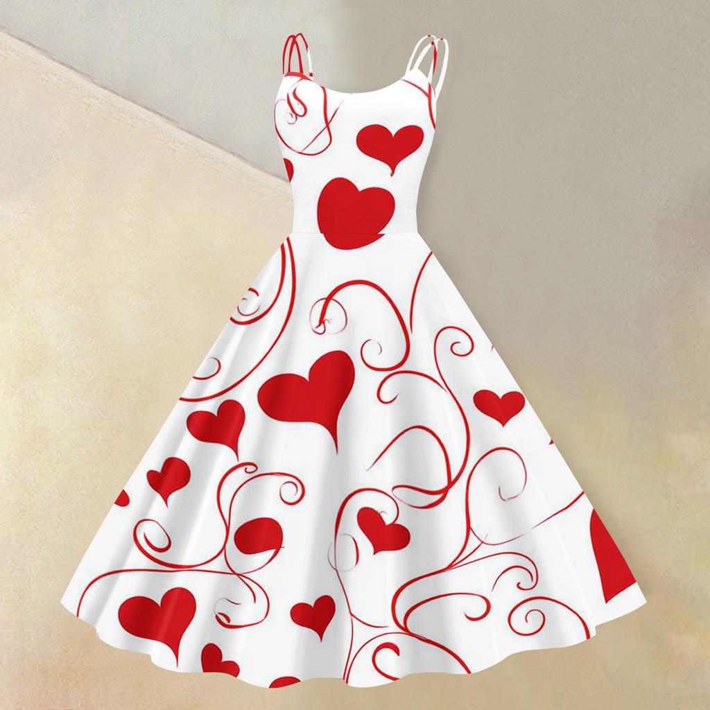 Women's Valentine's Day Floral Print Sexy Off-Shoulder Punk Retro Dress