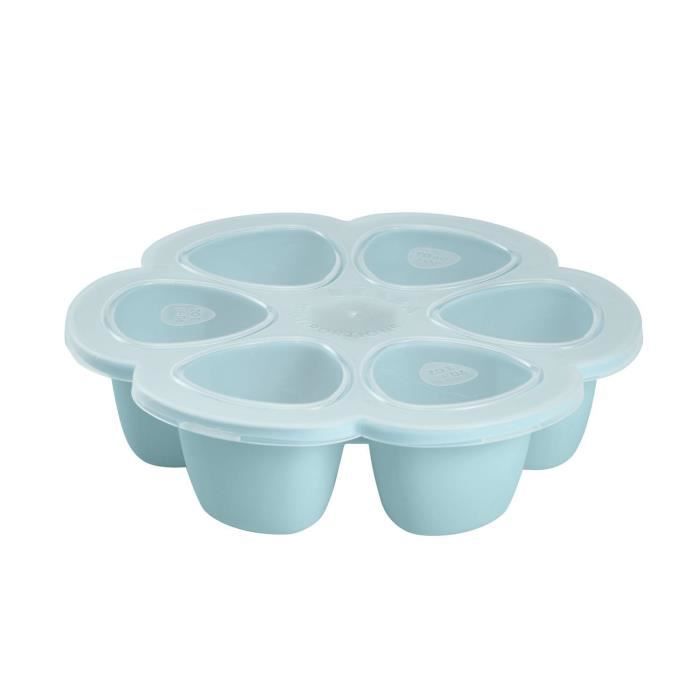 BEABA Premium Quality Silicone Multipots, Thermal Resistance, Airtight Lid, Made In Italy, 6x90 Ml Blue