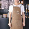 Waterproof Thick Canvas Apron Working Clothes for Kitchen Milk Tea Shop Restaurant Light Tan