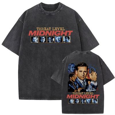 The Office Dunder Mifflin Dwight Washed T-shirt Tv Show Scranton The Electric City T Shirts Mens Gothic Rock Vintage T-Shirts