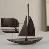 Estatua de Velero con Casco Curvo Escultura Elegante Negro Mate Adorno de Velero para Arte