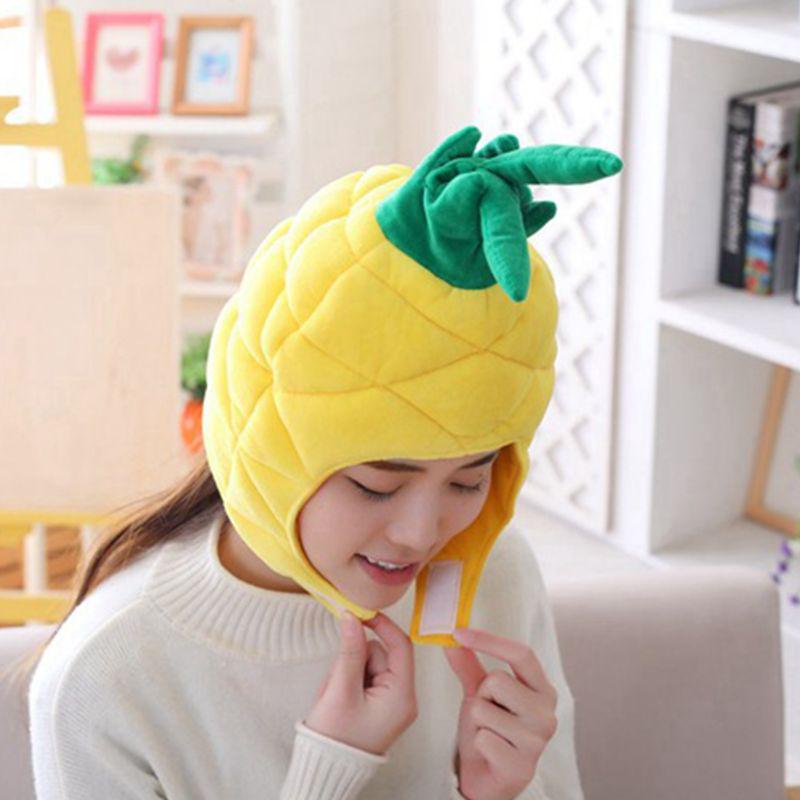 Funny Pineapple Fruit Plush Hat Christmas Cosplay Party Costume Cap Photo Prop
