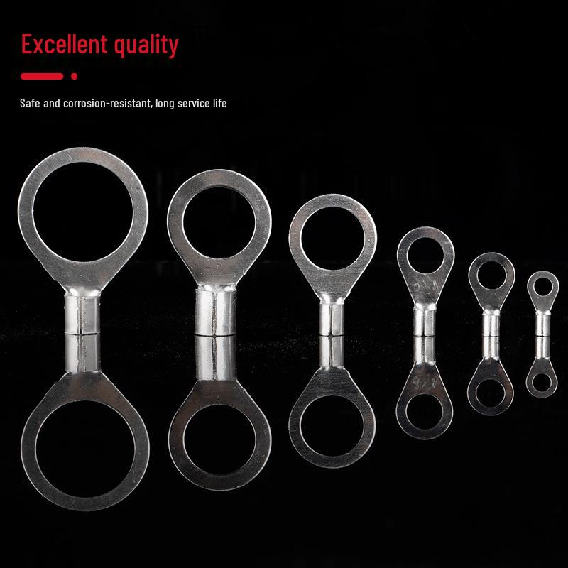 OT Series Pure Copper Crimp Lugs: Cold-Pressed Terminals, Brass Silver-Plated Bolt, Round Wiring Ears Connectors