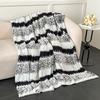 1pcs Plush Striped Blanket Soft Lightweight Warm Bed Cover Blanket Cozy Nap Blanket for Home and Office