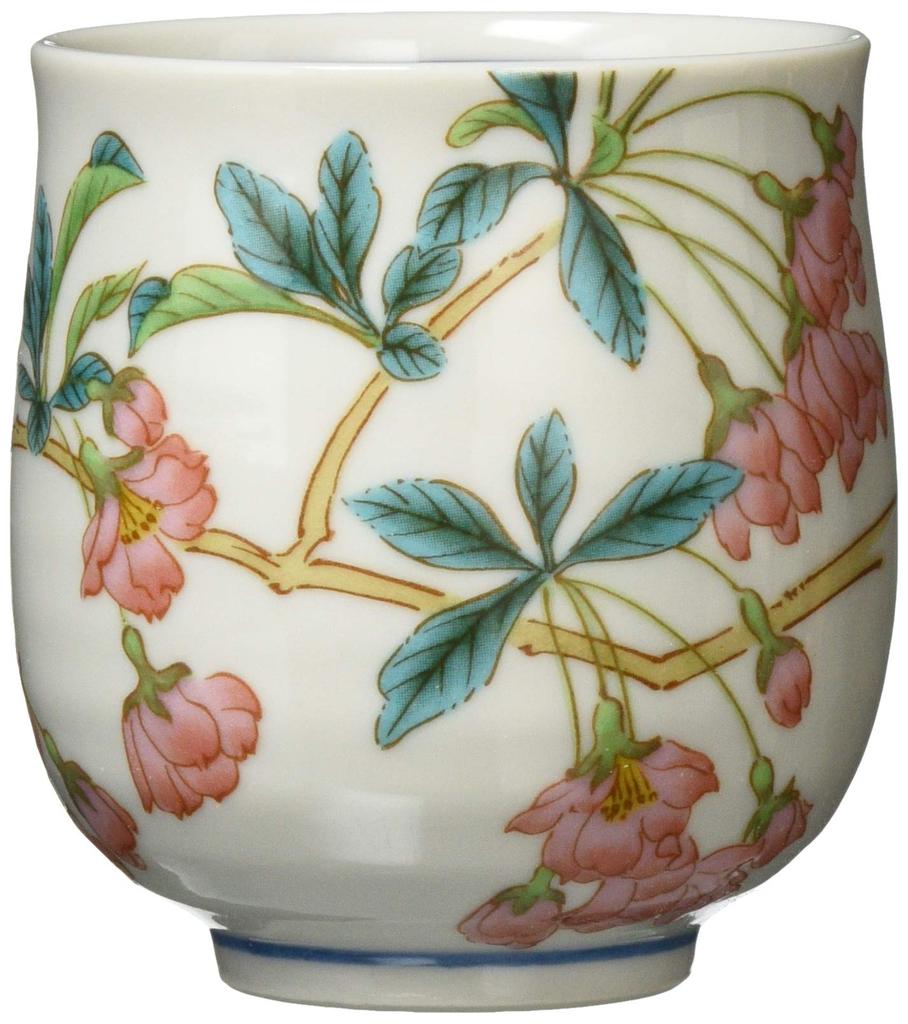 Marusan Miyamoto Kutani Ware Diameter X Height Four Seasons Begonia Teacup, 7.2cm 8.2cm, Flowers,