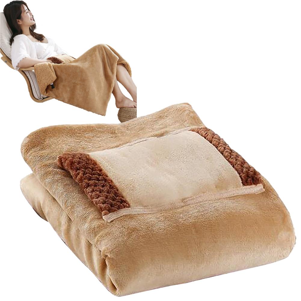 Winter Warming Blanket USB Rechargeable Portable Flannel Electric Blanket With Pocket Heating Blanket Hand Warmer Knee Blanket