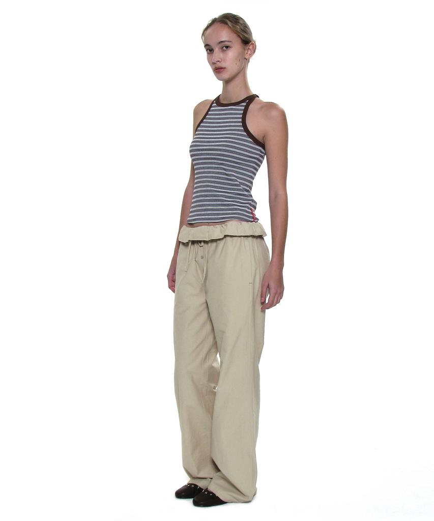 PARTIMENTO WOMEN Two-Way Frill Turnover Waist Pants_Khaki Beige
