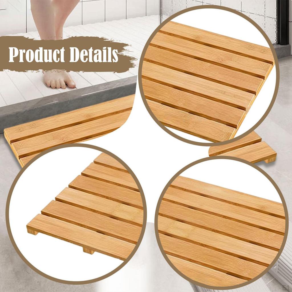Bamboo Bath Mat, Quick-drying, Non-slip, for Entrance Area, Bathtub, Spa, Toilet