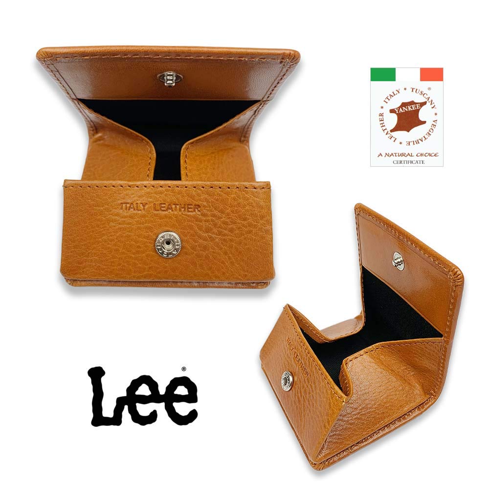 Lee Colors Luxury Italian Leather Coin Real Leather [8 Available] Box-Shaped Case, (0520512) (Navy)