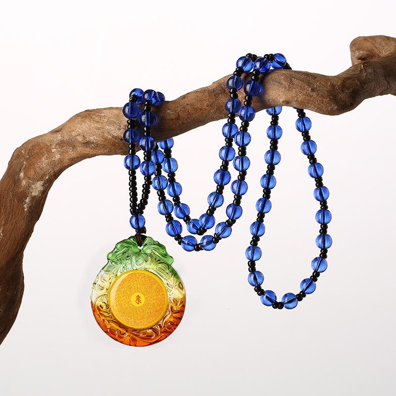 'Glazed Pendant Necklace with Shurangama and Six-Syllable Mantras'