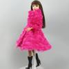 Pink Winter Long Sleeve Warm Cardigan Midi Coat for Barbie Doll Outfits Clothes for Barbie's Coat Kids Toy Playhouse Accessories