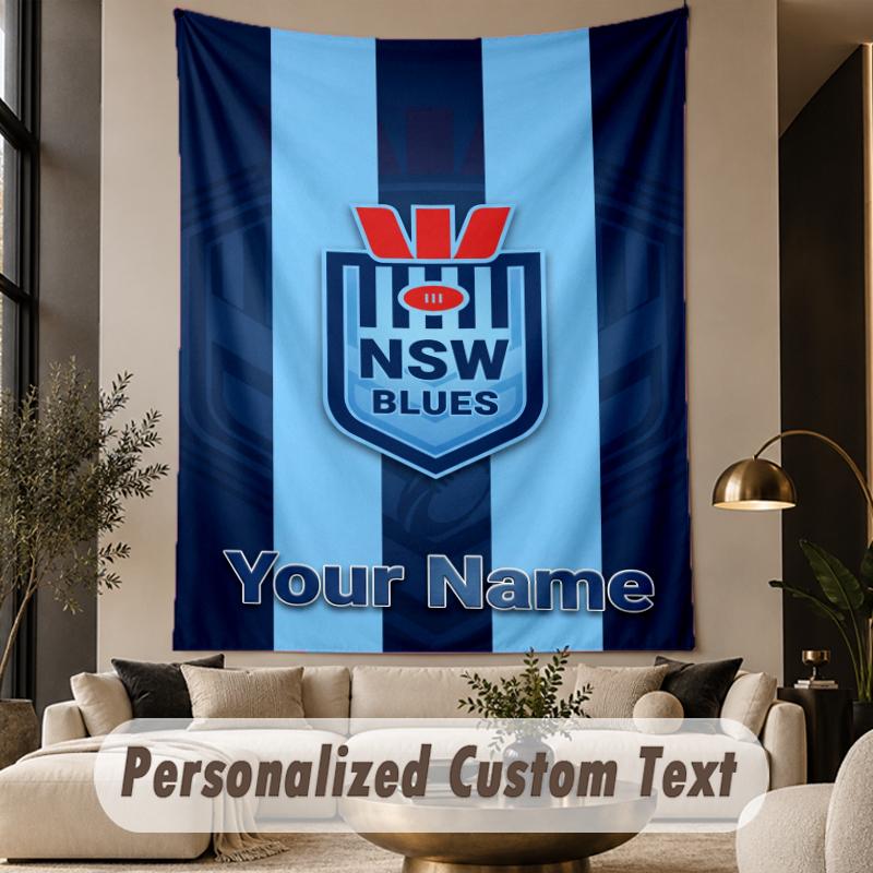 Custom Text Tapestry NSW Blues logo Print Wall Tapestry Indoor Living Room Wall Decor