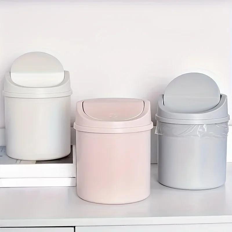 1PC Mini Trash Can with Lid Office and Home Storage Box Household Storage Cleaning Supplies Desktop Trash Can with Lid