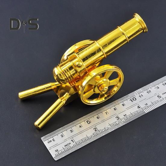 Mini Alloy Cannon Figurine Realistic Miniature Artillery Launcher Model Statue Sculpture Collection Toy Home Office Desktop Decoration Ornament