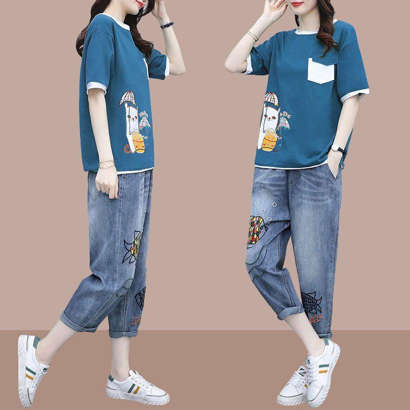 Tricou cu mânecă scurtă de vară, respirabil și răcoros, pentru femei Topuri în stil artistic