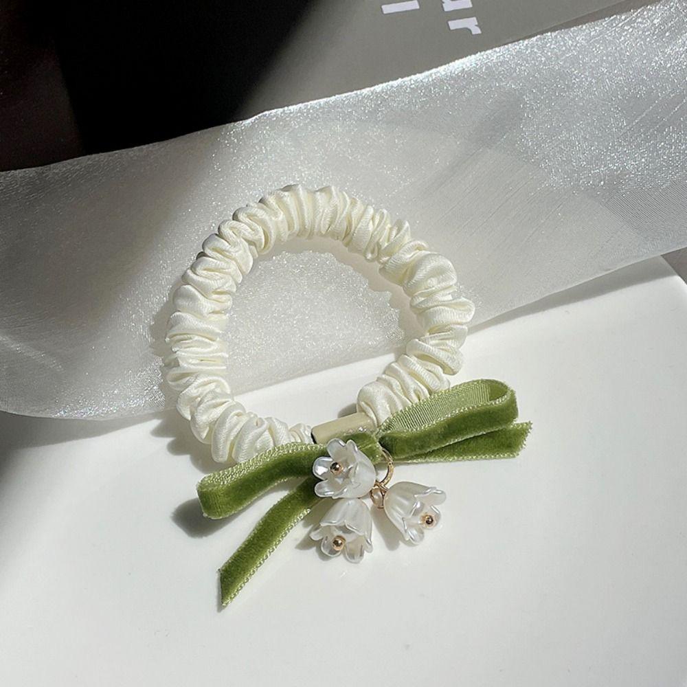 Convallaria Majalis Elastic Rubber Band Women Bow Hair Loop Korean Hair Accessory Flower Head Rope