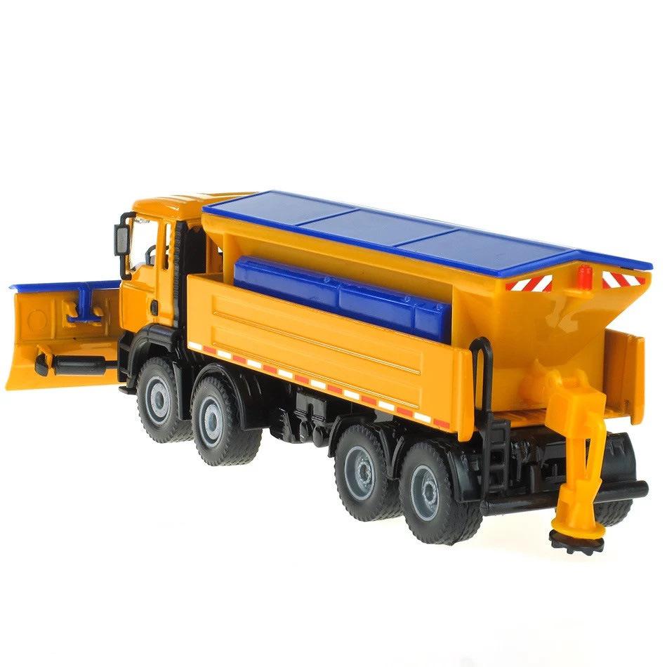 1/50 Toys Car Alloy Model Diecast Snow Sweeper Winter Service Vehicle Removable Cover 8 Wheel Cleaner Tractor Diecast Hobby