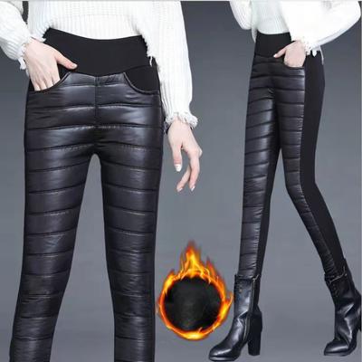 Winter Women Down Cotton Pants Thickened Padded High Waist Outside Wear Large Size Middle-aged and Elderly Mom Warm Cotton Pants Cotton Pants