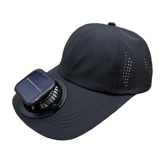

Baseball Hat with Anti-UV Sun Protection Brim Built-in Silent Fan 3 Speeds Solar Dual Power USB Charging Quick-Dry Sun Hat чорний