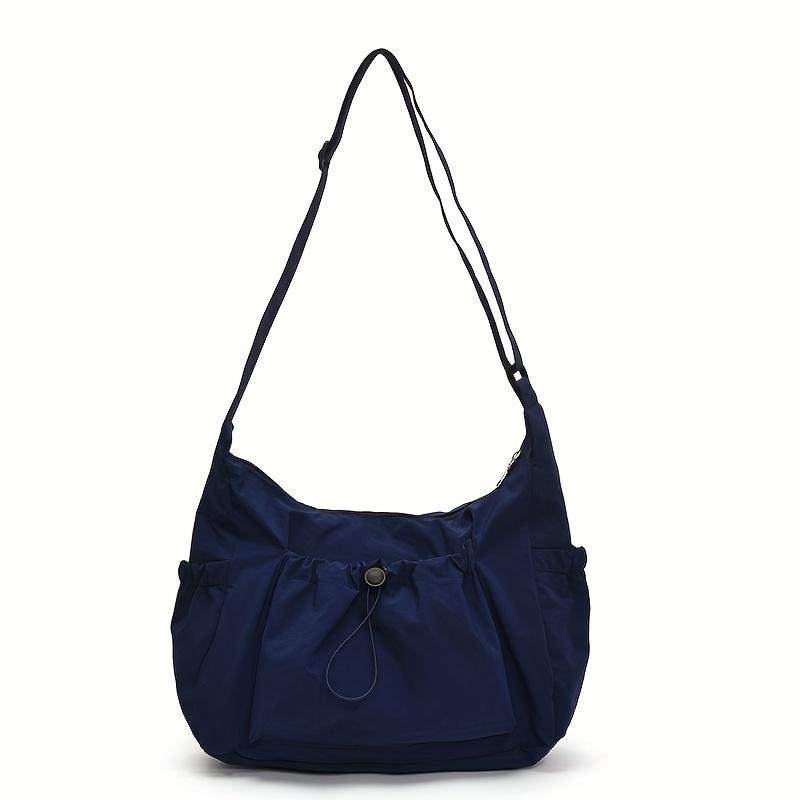 Elegant Women's Crossbody Bag with Adjustable Drawstring and Pleated Design, Fashi Versatile Casual Solid Color Canvas Bags