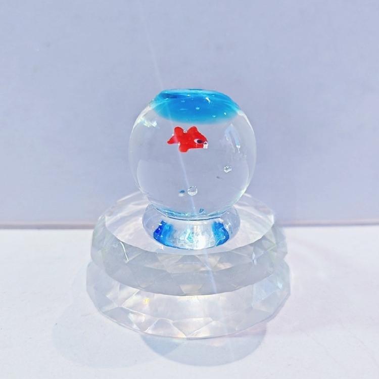 Glass Fish Tanks Figurines Collection Glass Ornament Statue Car Interior Dashboards Ornament for Birthday Home Decors