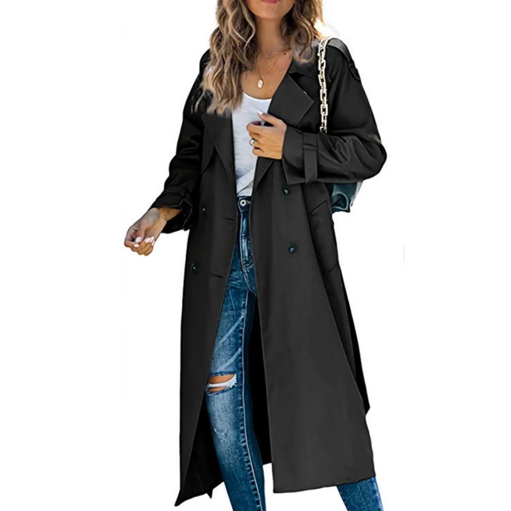 Damen Mittellanger Trenchcoat Frühling und Herbst Koreanischer Stil Große Größen Trendiger Britischer Stil Übermantel Knielanger Mantel